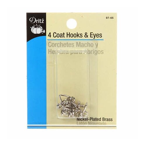 Dritz - Coat Hooks & Eyes 4/Pkg - Nickel