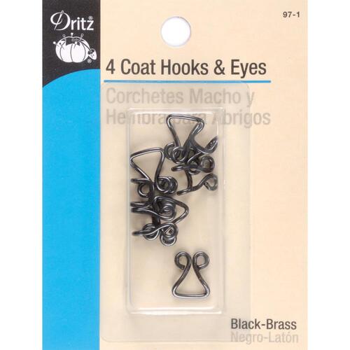 Dritz - Coat Hooks & Eyes 4/Pkg - Black