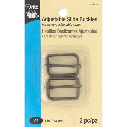 Dritz - Adjustable Slide Buckle 1" 2/Pkg - Antique Brass