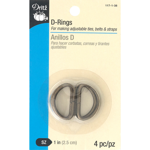 Dritz - Metal "D" Rings 1" 4/Pkg - Antique Brass