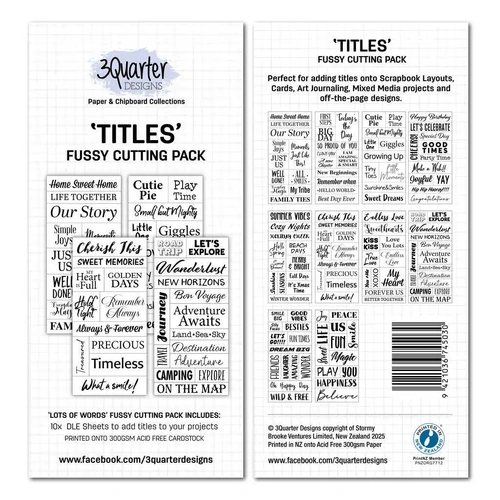 3Quarter Designs - ‘Titles’ Fussy Cutting Pack