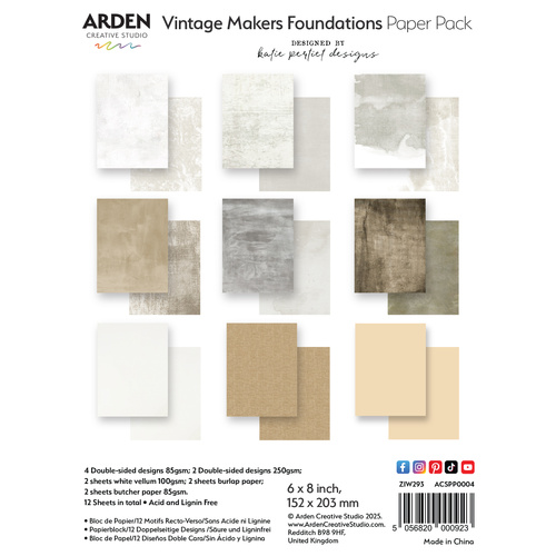 Arden Creative Studio - Vintage Makers Foundations - 6x8 Paper Pad