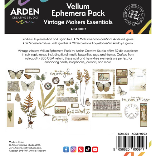 Arden Creative Studio - Vintage Makers Essentials - Vellum Ephemera Pack