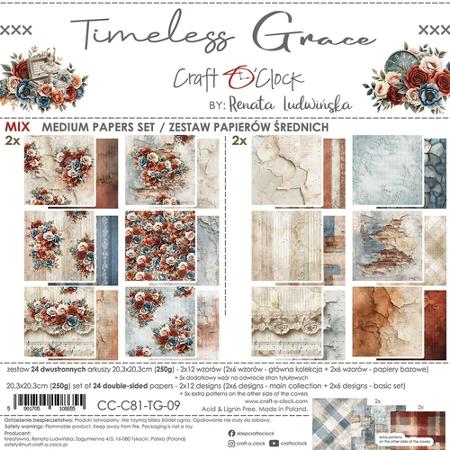 Craft O'Clock - Timeless Grace - 8x8 MIX Collection Pack