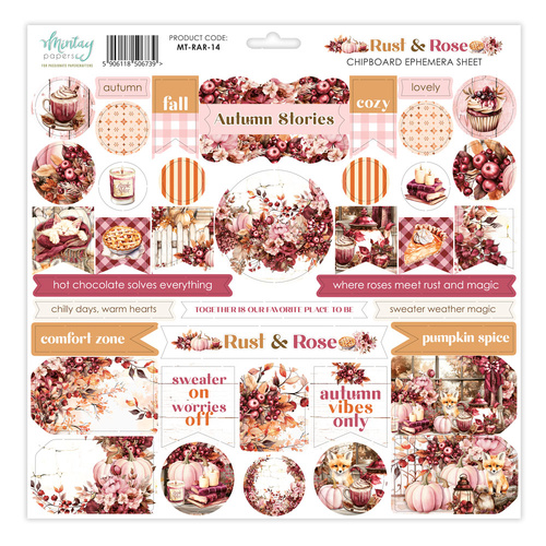 Mintay - Rust & Rose - Chipboard Ephemera Sheet