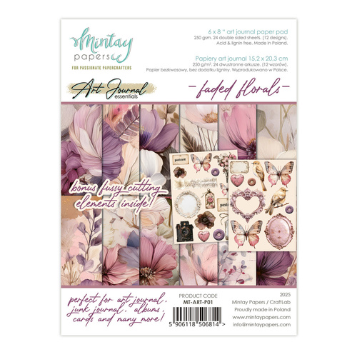 Mintay - Faded Florals - 6x8 Art Journal Paper Pad