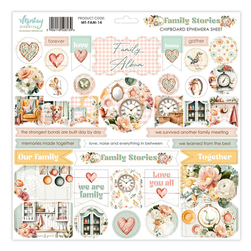 Mintay - Family Stories - Chipboard Ephemera Sheet