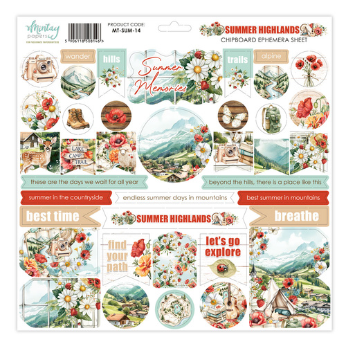 Mintay - Summer Highlands - Chipboard Ephemera Sheet