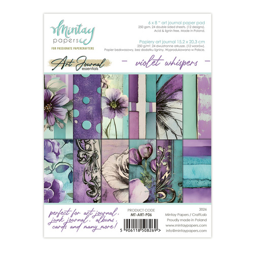 Mintay - 6 x 8 Art Journal Paper Pad - Violet Whispers