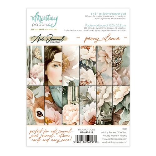 Mintay - 6 x 8 Art Journal Paper Pad - Peony Silence