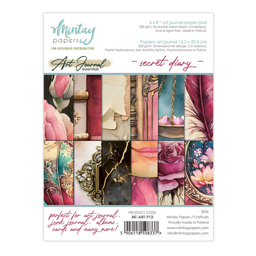 Mintay - 6 x 8 Art Journal Paper Pad - Secret Diary