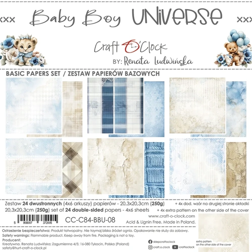 Craft O'Clock - Baby Boy Universe - 8x8 BASIC Collection Pack