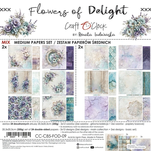 Craft O'Clock - Flowers of Delight - 8x8 MIXED Collection Pack
