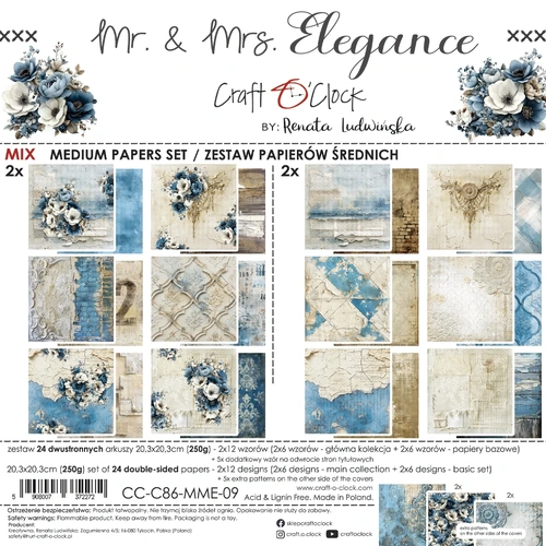 Craft O'Clock - Mr & Mrs Elegance - 8x8 MIXED Collection Pack