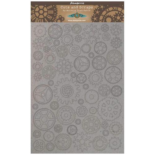 Stamperia - Sir Vagabond Small Gears - A4 Grey Board Cut Outs