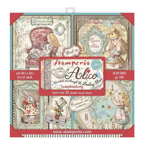 Stamperia - Alice In Wonderland & Through the Looking Glass - 12x12 Maxi Paper Pad