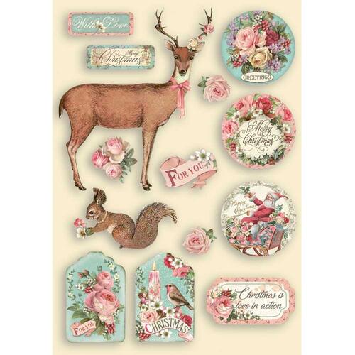 **Stamperia - Pink Christmas - A5 Wooden Shapes