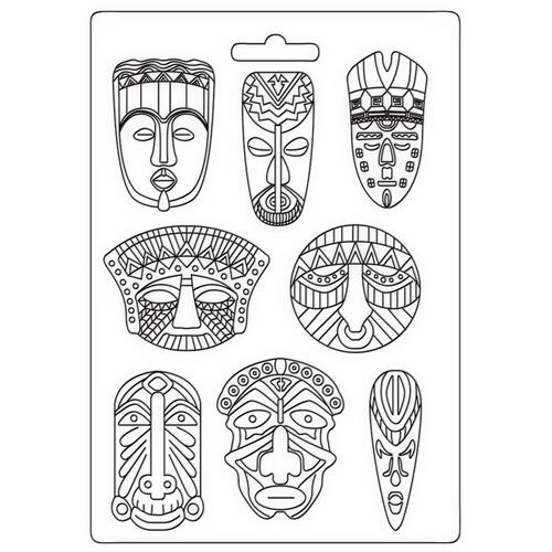 Stamperia - Soft Maxi Mould 8.5"X11.5" -Savana Tribal Masks