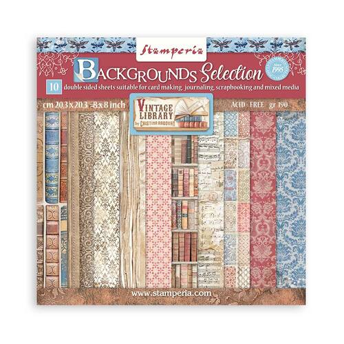 Stamperia - Vintage Library Backgrounds - 8x8 Paper Pad