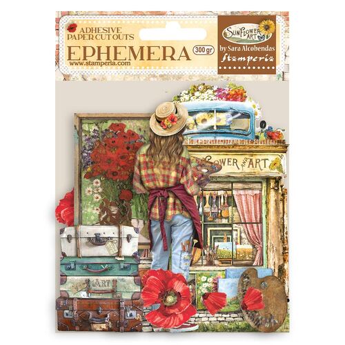 Stamperia - Sunflower Art - Elements And Poppies - Ephemera