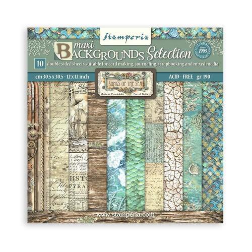 Stamperia - Songs of the Sea Backgrounds - 12x12 Paper Pad