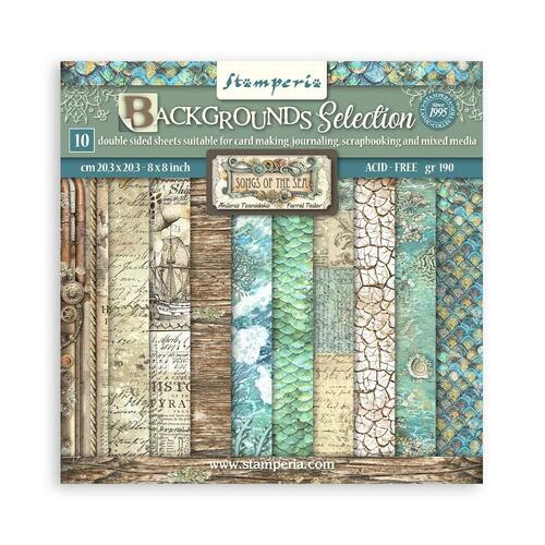 Stamperia - Songs of the Sea Backgrounds  - 8x8 Paper Pad