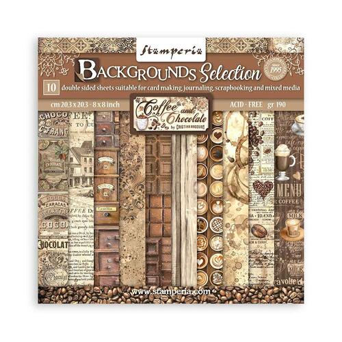 Stamperia - Coffee And Chocolate Backgrounds - 8x8 Paper Pad