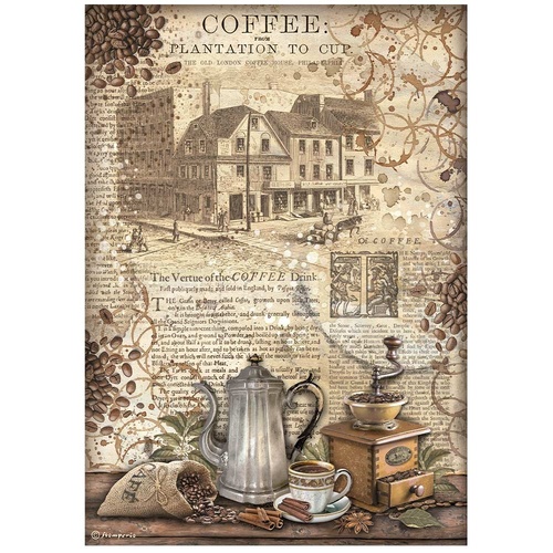 Stamperia - Coffee And Chocolate - Grinder - Rice Paper A4 Sheet