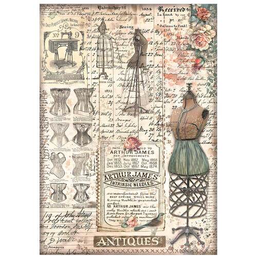 Stamperia - Brocante Antiques Mannequin - Rice Paper A4 Sheet