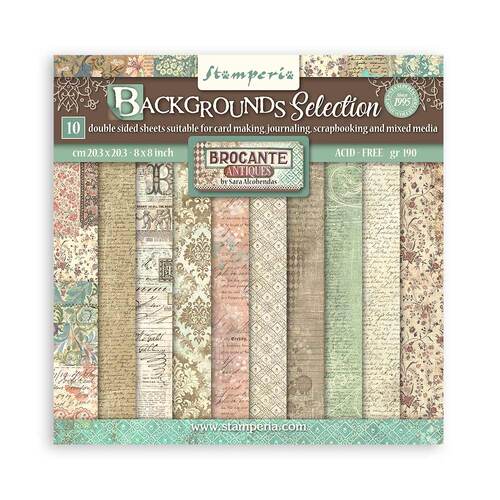 Stamperia - Brocante Antiques Backgrounds - 8x8 Paper Pad