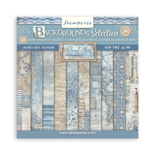 Stamperia - Silent Sea Backgrounds - 8x8 Paper Pad