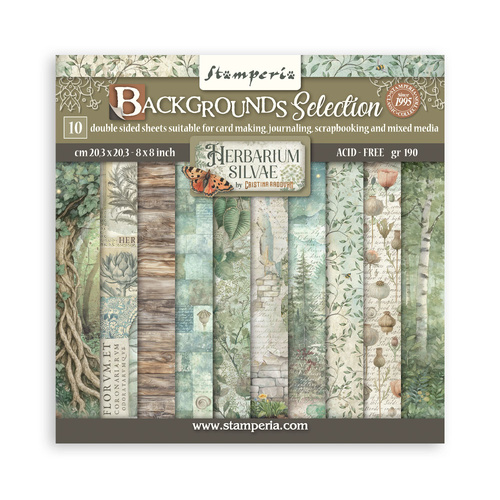 Stamperia - Herbarium Silvae Backgrounds - 8x8 Paper Pad