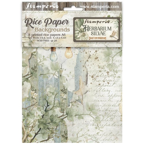 Stamperia - Herbarium Silvae - Background Rice paper A6 8 sheets