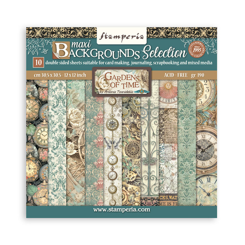 Stamperia - Gardens of Time - Backgrounds 12x12 Paper Pad