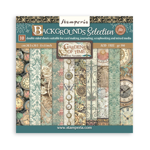 Stamperia - Gardens of Time - Backgrounds 8x8 Paper Pad