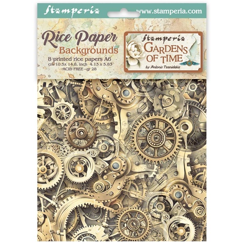 Stamperia - Gardens of Time - Background Rice paper A6 8 sheets