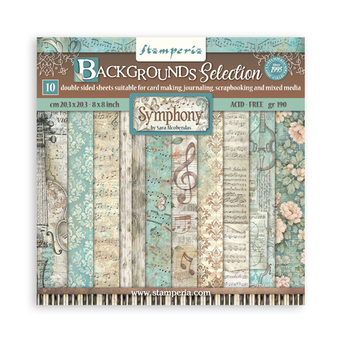 Stamperia - Symphony Backgrounds - 8x8 Paper Pad
