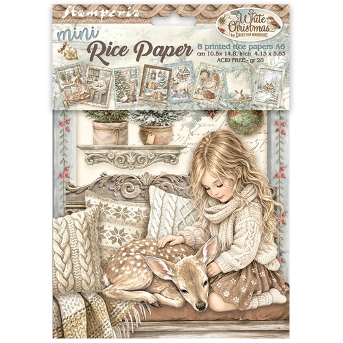 Stamperia - White Christmas - Mini Rice paper A6 8 sheets