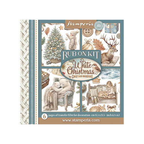 Stamperia - White Christmas - Rub-On Kit - 6/Pkg