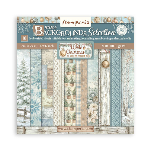 Stamperia - White Christmas Backgrounds - 12x12 Paper Pad