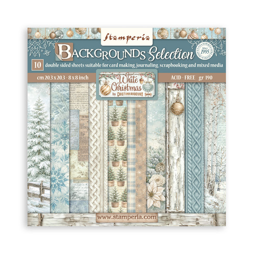 Stamperia - White Christmas Backgrounds - 8x8 Paper Pad