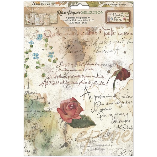 Stamperia - Flowers & Poems - Rice Paper A4 Selection