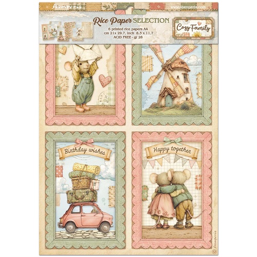 Stamperia - Cozy Family - Rice Paper A4 Selection