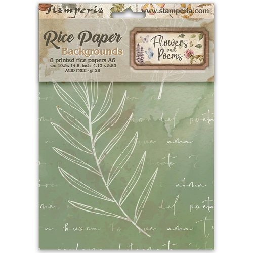 Stamperia - Flowers & Poems - Background Rice paper A6 8 sheets