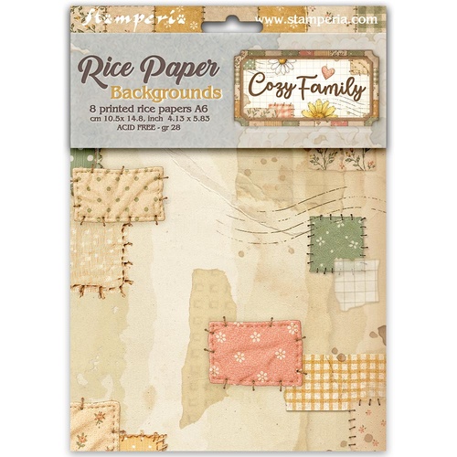 Stamperia - Cozy Family - Background Rice paper A6 8 sheets