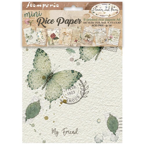 Stamperia - Flowers & Poems - Mini Rice paper A6 8 sheets