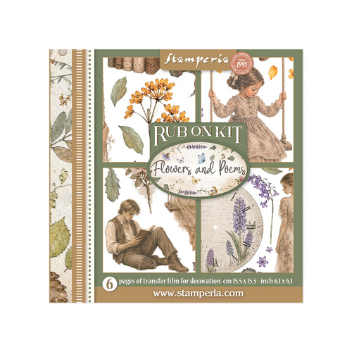 Stamperia - Flowers & Poems - Rub-On Kit - 6/Pkg