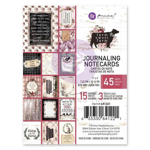 Prima - Farm Sweet Farm - 4x6 Journaling Cards