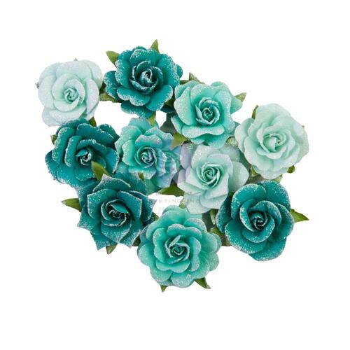 Prima - Painted Floral Flowers - Shiny Teal