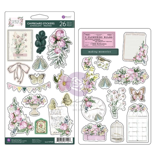 Prima - Serene Petals - Chipboard Stickers